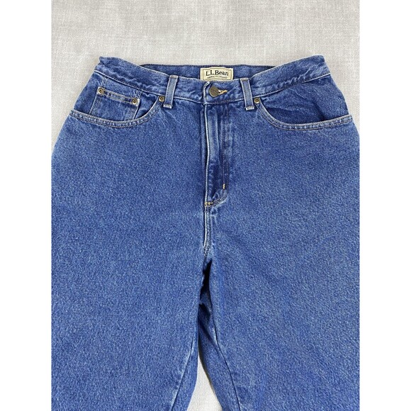 LL Bean Jeans Womens 12 Medium Blue Original Fit Relaxed Flannel Lined Plaid - Picture 2 of 12